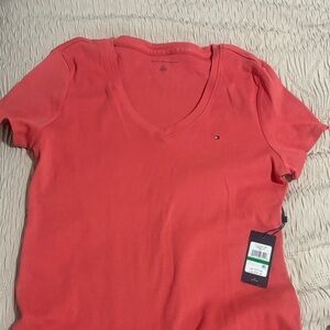 Tommy Hilfiger Coral V-Neck Short Sleeve Tee